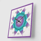 Paars Lone Star Quilt Design Vierkante Klok (Hoek)