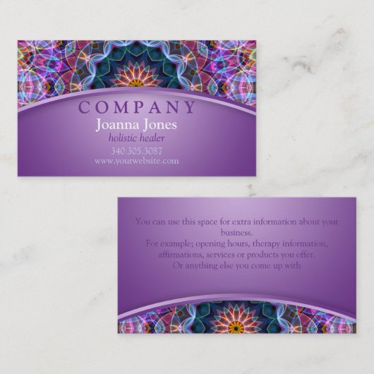 Paars Lotus Mandala Paars Visitekaartje (Voorkant / Achterkant)