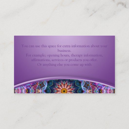 Paars Lotus Mandala Paars Visitekaartje (Achterkant)