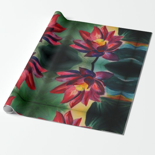 Paars Lotus Matte Wrapping Paper Cadeaupapier (Uitgerold)