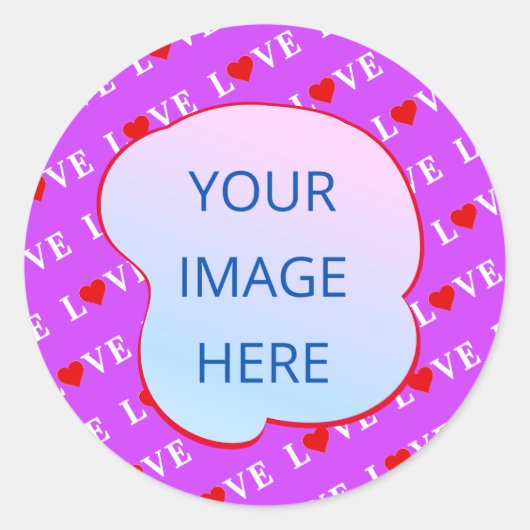 Paars LOVE Heart Elegant Ronde Sticker (Voorkant)