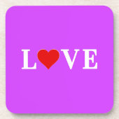 Paars LOVE Heart Elegant Stijlvol Bier Onderzetter (Voorkant)