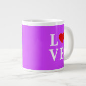 Paars LOVE Heart Elegant Stijlvol Grote Koffiekop (Voorkant rechts)
