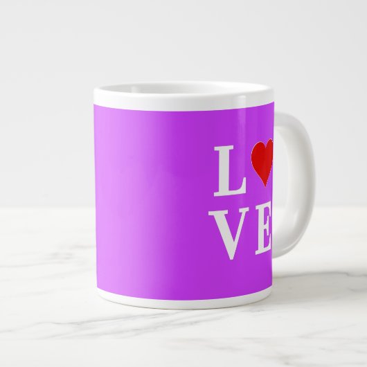 Paars LOVE Heart Elegant Stijlvol Grote Koffiekop (Voorkant rechts)