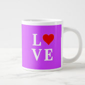 Paars LOVE Heart Elegant Stijlvol Grote Koffiekop (Rechts)