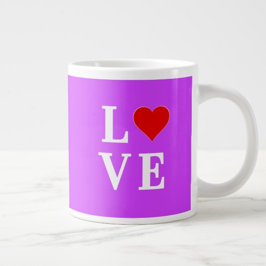 Paars LOVE Heart Elegant Stijlvol Grote Koffiekop (Rechts)