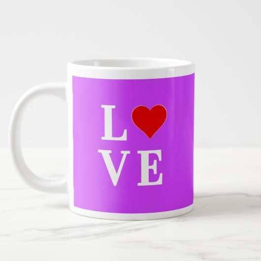 Paars LOVE Heart Elegant Stijlvol Grote Koffiekop (Links)