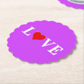 Paars LOVE Heart Elegant Stijlvol Kartonnen Onderzetters (Gekanteld)