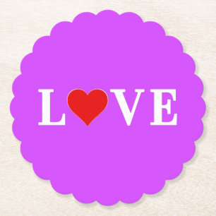 Paars LOVE Heart Elegant Stijlvol Kartonnen Onderzetters