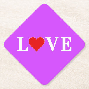 Paars LOVE Heart Elegant Stijlvol Kartonnen Onderzetters