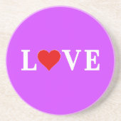 Paars LOVE Heart Elegant Stijlvol Zandsteen Onderzetter (Voorkant)