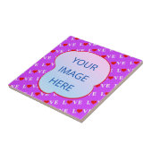 Paars LOVE Heart Elegant Tegeltje (Zijkant)