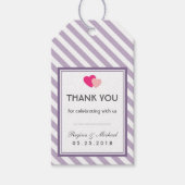 Paars Love Stripes Pattern Party Favor Gift Label Cadeaulabel (Voorkant)