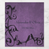 Paars Lovevogels Weddenschap Wijn Etiket (Enkel label)