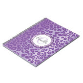 Paars luipaard patroon met aangepaste monogram en notitieboek (Linkerzijde)