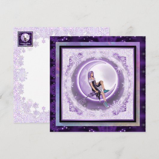 Paars maan kind kaart (Voorkant / Achterkant)