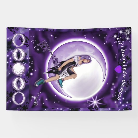 Paars maan kind spandoek (Horizontaal)