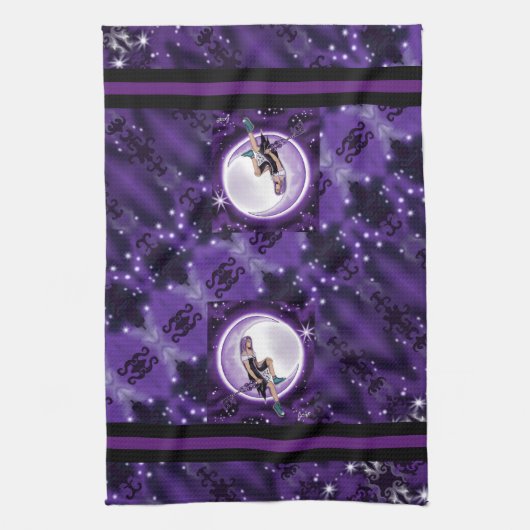 Paars maan kind theedoek (Verticaal)