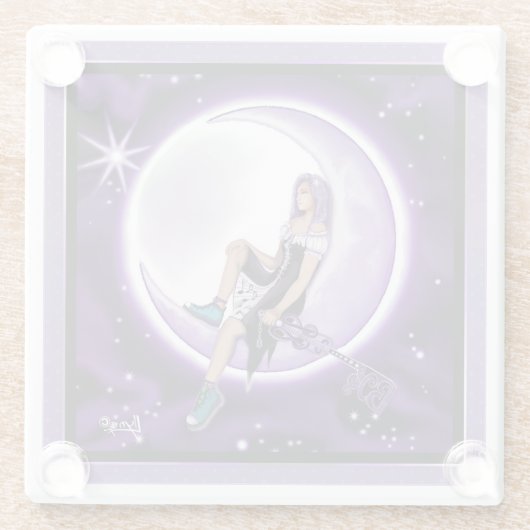 Paars maankind glazen onderzetter (Achterkant)