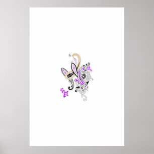 Paars-Magenta, Reddisch Sinaasappel, TealiPedestal Poster