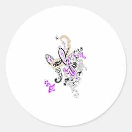 Paars-Magenta, roodachtig Sinaasappel, thealish Bl Ronde Sticker