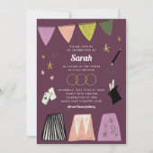 Paars Magic Show Bar Bat Mitzvah Uitnodiging (Voorkant)