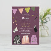 Paars Magic Show Bar Bat Mitzvah Uitnodiging (Staand voorkant)