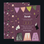 Paars Magic Show Bar Bat Mitzvah Uitnodiging<br><div class="desc">Verfijn uw gasten met een show-tegenhoudend Magisch Show thema. Dit speelse ontwerp bevat handgetekende illustraties vol leuke en opvallende magie! Pas uw eigen partijdetails aan en rond de partij met de volledige de partijlevering van het Show van de Magic.</div>