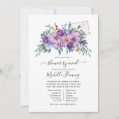 Paars Magnolias en Rozen Baby shower per post Kaart (Voorkant)