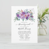 Paars Magnolias en Rozen Baby shower per post Kaart (Staand voorkant)