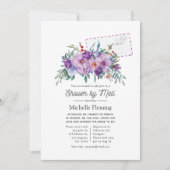 Paars Magnolias en Rozen Vrijgezellenfeest per pos Kaart (Voorkant)