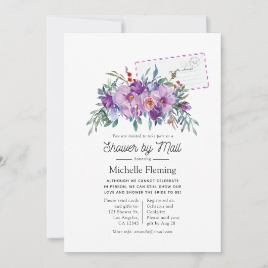 Paars Magnolias en Rozen Vrijgezellenfeest per pos Kaart (Voorkant)