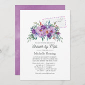 Paars Magnolias en Rozen Vrijgezellenfeest per pos Kaart (Voorkant / Achterkant)