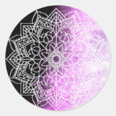  Paars Mandala Abstract Ronde Sticker (Voorkant)