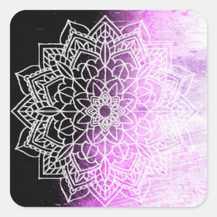  Paars Mandala Abstract Vierkante Sticker