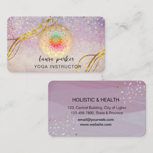  Paars Mandala Gold Meditation Holistic B Visitekaartje (Voorkant / Achterkant)