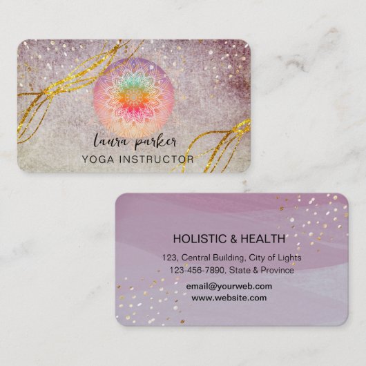  Paars Mandala Gold Meditation Holistic Visitekaartje (Voorkant / Achterkant)