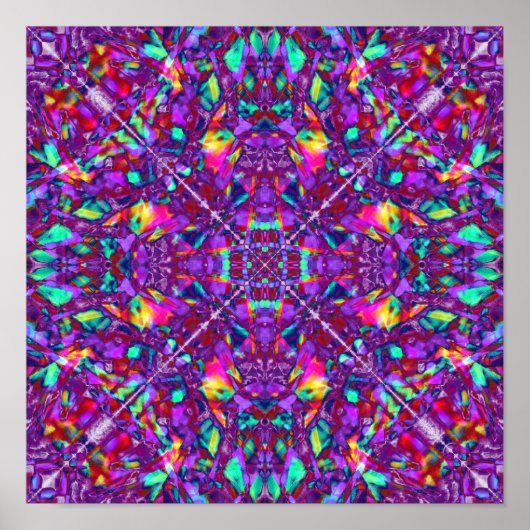 Paars Mandala Hippie Pattern Poster (Voorkant)