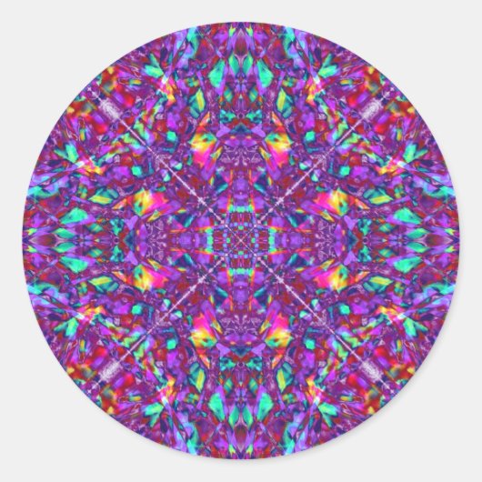 Paars Mandala Hippie Pattern Ronde Sticker (Voorkant)