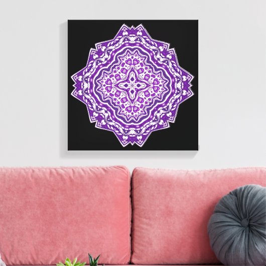 paars mandala omwikkeld doek canvas afdruk (Insitu (Woonkamer))