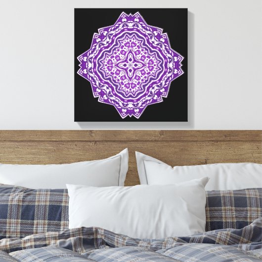paars mandala omwikkeld doek canvas afdruk (Insitu (Slaapkamer))
