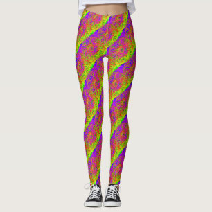 paars mandala patroon geel diagonaal gestreept leggings