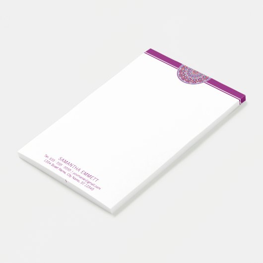 Paars Mandala Professional Modern Post-it® notes (Schuin)
