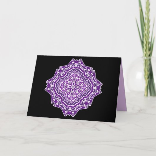 paars mandala wenskaart kaart (Voorkant)