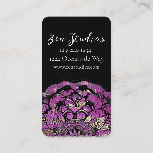Paars Mandala Yoga Visitekaartje (Achterkant)