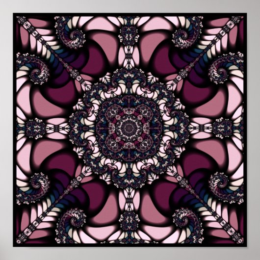 Paars Mandelbrot Kaleidoscoop Poster (Voorkant)