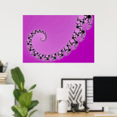 Paars Mandelbrot Spiral Poster (Thuiskantoor)