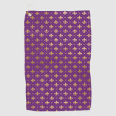 Paars Mardi Gras Elegant Golden Fleur De Lis Golfhanddoek (Voorkant)