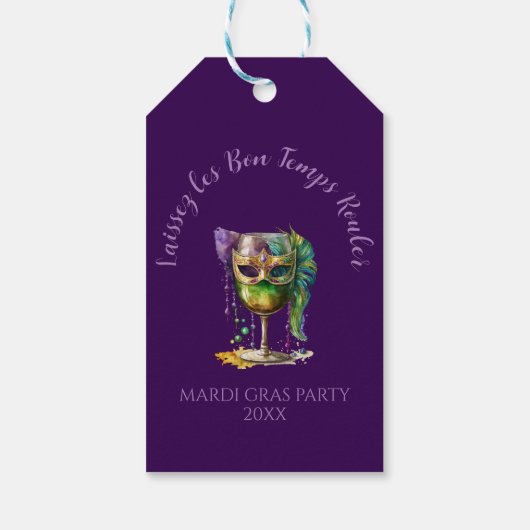 Paars Mardi Gras-masker  Cadeaulabel (Achterkant)