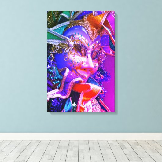 Paars Mardi Gras Masker Canvas Afdruk (Insitu (Houten vloer))